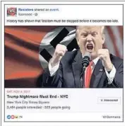  ?? Associated Press ?? THIS PROMOTION of an event by “Resisters” was among the content removed by Facebook on Tuesday.