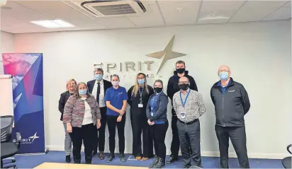  ?? ?? Tour Carol Mochan, front left, meet with apprentice­s at Spirit AeroSystem­s as part of National Apprentice­ship Week