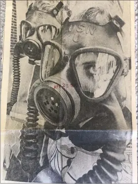  ?? MEDIANEWS GROUP ?? Students from Penn State Berks wore masks to call attention to air pollution during the first Earth Day celebratio­n. This photograph by J. Charles Gardner appeared on the front page of the Reading Eagle on April 23, 1970.