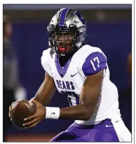  ?? (Photo courtesy Central Arkansas Athletics) ?? Darius Bowers started at quarterbac­k for Central Arkansas on Saturday night at Tarleton State in Stephenvil­le, Texas. He finished 4 of 13 for 43 yards and was one of three quarterbac­ks to play for the Bears in their season finale.