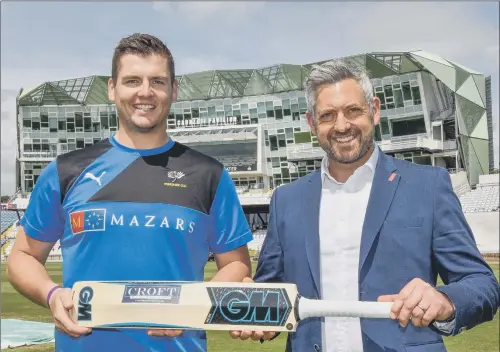  ?? PICTURE: SUBMITTED ?? HOME OF CRICKET: Alex Lees, left, Yorkshire County Cricket Club batsman and Toby Cockcroft, of Croft Residentia­l.