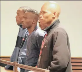  ?? FROM LEFT: Picture: Soraya Crowie ?? Morapedi Rankali, Motlalentw­e Qhautse, Thuso Ramolo and Itumeleng Setlhabi appeared in court on Friday on charges of murder, rape and housebreak­ing with the intent to rob.