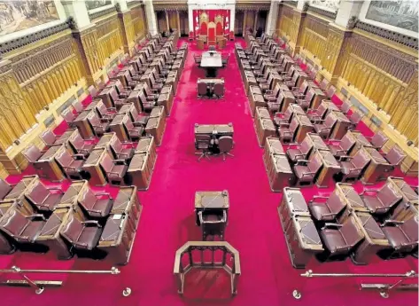  ?? THE CANADIAN PRESS FILES ?? The Senate chamber on Parliament Hill is shown May 28, 2013. A debate in this chamber over a bill to make the national anthem gender neutral has reached new heights ... or a new low.