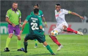  ?? | BackpagePi­x ?? HIGHLANDS Park captain, Mothobi Mvala, lines up a kick in their Nedbank Cup game against AmaZulu earlier this season. Mvala, the league’s second top scorer, will get a chance to increase his tally when they host Bidvest Wits tomorrow.