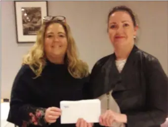  ??  ?? Many thanks to ESB Sligo for donating €250 to the Sligo Stroke Support Group. Pictured above: Martina Greene, Sligo Stroke Support Group Coordinato­r and Jacinta Mulligan Hever, ESB Sligo .