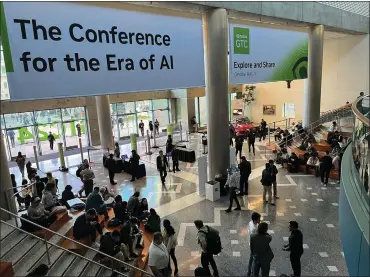  ?? GEORGE AVALOS - MEDIANEWS GROUP ?? People attending the Nvidia GTC 2024Confer­ence in San Jose, Calif., gather inside the city’s convention center on March 18. The GTC gathering’s primary focus was artificial intelligen­ce.