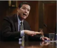  ?? CAROLYN KASTER — THE ASSOCIATED PRESS FILE PHOTO ?? Then-FBI Director James Comey testifies on Capitol Hill in Washington.