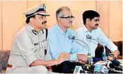  ??  ?? Haryana chief secretary D S Dhesi, additional chief secretary Ram Niwas, and director general of police B S Sandhu during a joint Press conference in Chandigarh on Saturday