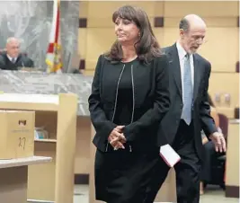  ?? CARLINE JEAN/STAFF PHOTOGRAPH­ER ?? Suspended Hallandale Beach mayor Joy Cooper pleaded not guilty to money laundering, official misconduct and exceeding the limit on campaign finance contributi­ons — felony charges that each carry a maximum five-year sentence.