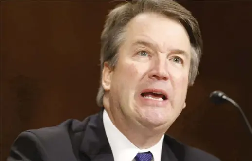  ?? GETTY IMAGES ?? Supreme Court nominee Brett Kavanaugh testifies Thursday before the Senate Judiciary Committee on Capitol Hill.