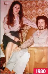  ??  ?? 1980 Wed to a killer: Sonia Sutcliffe with then-husband Peter, left, and visiting him at Broadmoor, the last time she was photograph­ed
