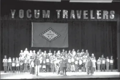  ??  ?? Travelers: Yocum second graders perform at the annual Yocum Travelers program.