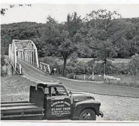  ?? ?? The previous Kimberling City Bridge on Highway 13 in Stone County. After the constructi­on of the Table Rock Dam this bridge was flooded. Published in the News & Leader on July 20, 1952.