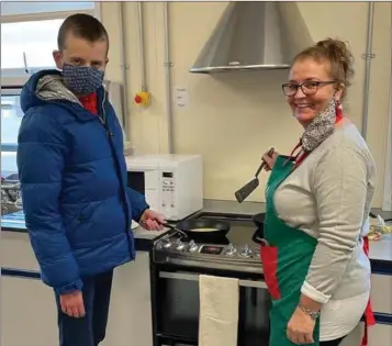  ??  ?? Festive panackes being prepared in Educate Together Secondary School Wicklow on the last school day of 2020.