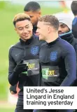  ??  ?? United’s Jesse Lingard in England training yesterday