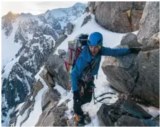  ??  ?? Top: Jess Roskelley on the first ascent of the South Ridge of Mount Huntington in the Alaska Range. Graded VI M6 A0, it’s one of the longest modern alpine routes in