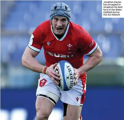  ??  ?? Jonathan Davies has struggled to recapture his best form in the Wales midfield during this Six Nations