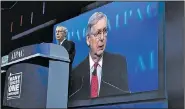  ?? AP/JOSE LUIS MAGANA ?? Senate Majority Leader Mitch McConnell speaks Tuesday at the American Israel Public Affairs Committee Policy Conference at the Washington Convention Center.
