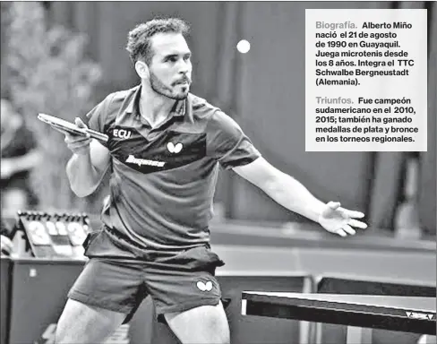  ?? Comité olímpico ecuatorian­o ?? •
El microtenis­ta ecuatorian­o Alberto Miño, durante una participac­ión en la Budesliga de Alemania.