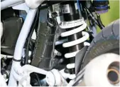  ??  ?? Shock is adjustable for preload and rebound, but the R ninet likes to corner at its own pace