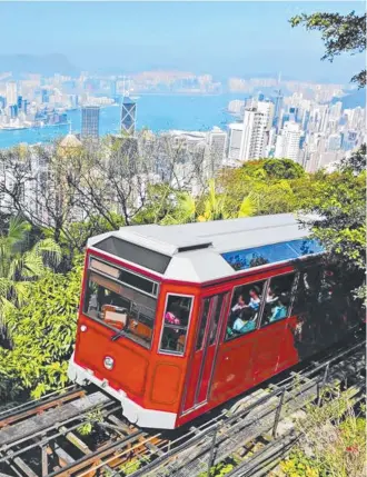  ??  ?? FUNICULAR FUN: Taking the tram to the Peak Tower is an ideal way to see Hong Kong’s skyline.
