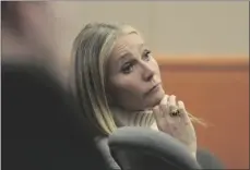  ?? AP PHOTO/RICK BOWMER ?? Actor Gwyneth Paltrow looks on as she sits in the courtroom on Tuesday in Park City, Utah.