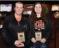  ?? PAUL DICICCO — FOR THE NEWS-HERALD ?? North coach Paul Force and Destiny Leo pose with their respective NewsHerald girls basketball coach of the year and player of the year honors.