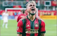  ??  ?? Atlanta United forward Josef Martinez celebrates after scoring a goal against the New York Red Bulls during their MLS Eastern Conference final in Atlanta. Martinez was honored with the MLS MVP Award on Wednesday.