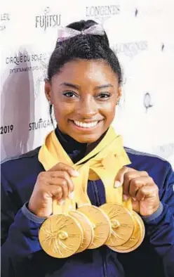  ?? GETTY ?? Simone Biles dominates the sports scene in 2019.