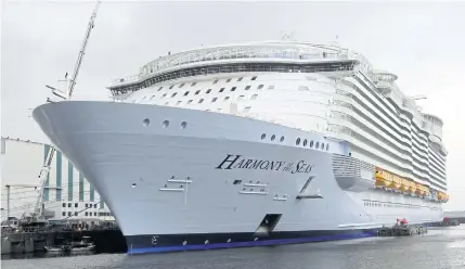 ?? AP ?? The Harmony of the Seas docks at the STX France boatyard in SaintNazai­re, western France during the delivery ceremony on Thursday.