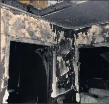  ??  ?? Pictures from the Leicesters­hire Fire and Rescue Service Hinckley Station Facebook page showing the devastatio­n caused by a house fire in Barwell on Christmas Eve 2017. Crews said working smoke alarms saved the lives of the occupant who was alerted to...