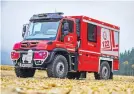  ?? PAPPAS ?? Die Feuerwehrf­ahrzeuge von Unimog meistern ihre Einsätze auch im schweren Gelände