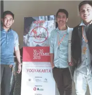  ??  ?? THE AKABA founders during a regional competitio­n in Jakarta, Indonesia in 2015 where they met investors for their social enterprise.