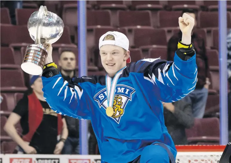  ?? RICH LAM/GETTY IMAGES ?? Finnish defenceman Toni Utunen, a fifth-round Vancouver Canucks draft pick, eliminated Canada from world junior contention last week at Rogers Arena.