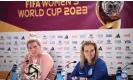  ?? Photograph: Dan Himbrechts/AAP ?? The England captain, Millie Bright, and head coach, Sarina Wiegman, speak to the media in Australia.