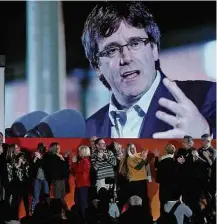  ?? Javier Barbancho/Reuters ?? Puigdemont participa por vídeo de encontro de seu partido