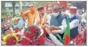  ?? HT PHOTO ?? Union minister Anurag Thakur started his five-day ‘Jan Ashirwad Yatra’ from Chandigarh on Thursday.