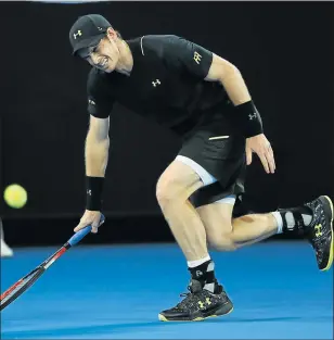  ?? Picture: GETTY IMAGES ?? INJURY PRONE: Andy Murray of Great Britain shows his discomfort as he tries to run for the ball after injuring his ankle after he fell in his second round match against Andrey Rublev at the Australian Open at Melbourne Park last year. Murray is a...