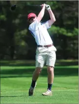  ?? Photo by Ernest A. Brown ?? Mount St. Charles' Ben Ellis shot a 41 at Country View Golf Club on Monday as the Mounties clinched a spot in next week's state championsh­ip.