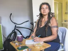  ?? Jana Asenbrenne­rova / Special to The Chronicle ?? Shawn LandrumTep­pish, who has been homeless for years, lives in a Civic Center hotel that was slated to close this month.