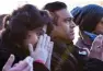  ?? - AFP ?? MEMORIAL CEREMONY: Flight attendant Nidhi Chaphekar, survivor of the Brussels airport attack, and her husband, listen on at Brussels’ airport in Zaventem during a memorial ceremony to mark the first anniversar­y of the twin Brussels attacks by...