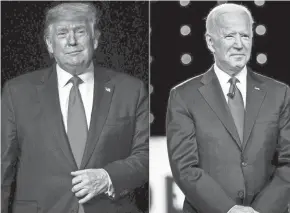  ?? USA TODAY NETWORK FILE PHOTOS ?? President Donald Trump trails former Vice President Joe Biden in the latest poll of Ohio registered voters.