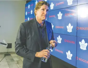  ?? ERNEST DOROSZUK ?? The Toronto Maple Leafs fired head coach Mike Babcock on Wednesday following the team’s latest setback, a 4-2 loss to the Golden Knights that extended their losing streak to six games.