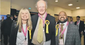  ?? ?? Liberal Democrat Nick Sandford with supporters.