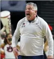  ?? BRYNN ANDERSON — THE ASSOCIATED PRESS ?? Auburn head coach Bruce Pearl yells towards his players during the game in the second round of the NCAA tournament against Miami, , March 20, in Greenville, S.C.