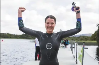  ??  ?? Aoife Donnelly - the winner of the Lough Gill 10k swim last Saturday who came home in an impressive 2hrs 29 mins.