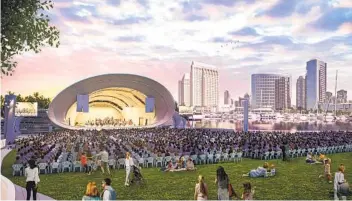  ?? COURTESY RAINDROP MARKETING ?? The largest grant — $15 million — will go to the San Diego Symphony to help develop and operate The Shell, the symphony’s new outdoor venue, shown here in an artist’s rendering. It’s set to debut this summer.