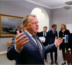  ?? FOTO: RITZAU SCANPIX ?? Statsminis­ter Lars Løkke Rasmussen gjorde sig morsom over nyheden fra Elbæk.