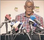  ?? Picture: AFP/ GIANLUIGI GUERCIA ?? SHORT ON DETAILS: Ace Magashule briefs the media in Johannesbu­rg