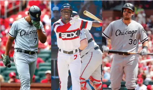  ?? GETTY IMAGES, AP ?? Jose Abreu ( from left), Tim Anderson and Nicky Delmonico are all trying their best, but the Sox, at 10- 29, still have the worst record in the majors.